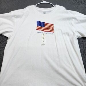 Austin Clothing Company Mens XXL White American Flag Embroidered T-Shirt Cotton